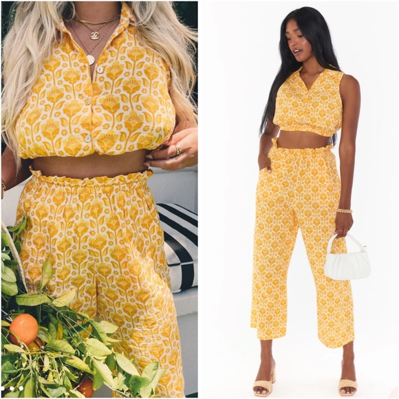 Show Me Your MuMu Camden Top & Peggy Pants Golden Fields Size Medium